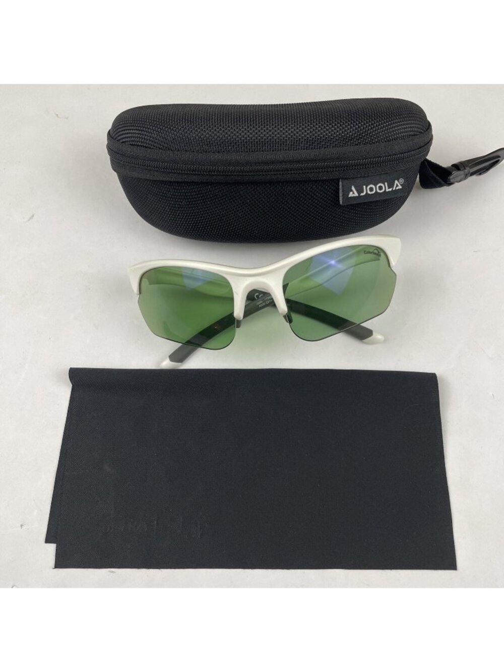 JOOLA Colorboost ANSI Z87+ Pickleball Sports Glasses White Green Mirror w/ Case
